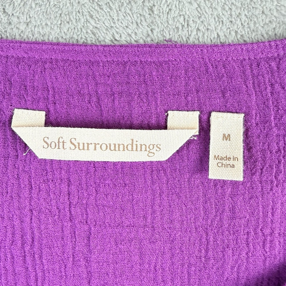 Soft Surroundings Siesta Key Tunic Medium Purple Gauzy Crinkled Layered Hem Boho - Picture 10 of 13